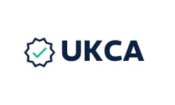 Check mark next to the word UKCA